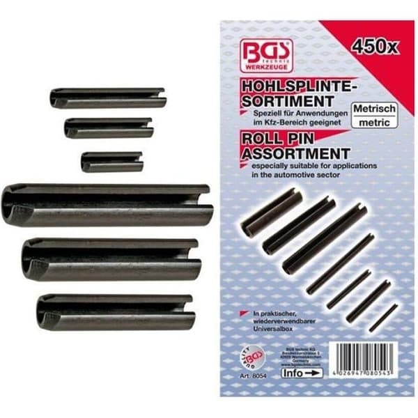 Sortiment av stift - Mecanindus - 450 stycken - Ihåliga/elastiska - Sorterat efter storlek - 1000 g