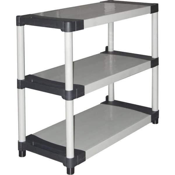 Plasthylla - TOOD - 3 hyllplan - Belastning 80 kg per hyllplan - 80x40x85 cm - Svart/grå