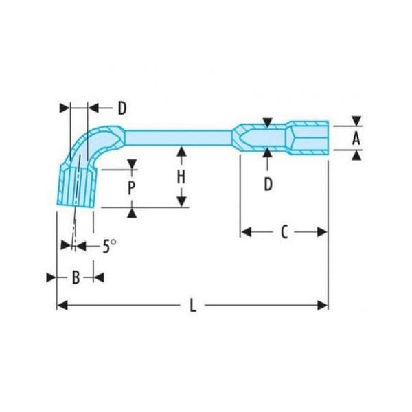 Smidd oblockerad rörnyckel 6x12 punkter D.16mm L.178mm - FACOM - 76.16