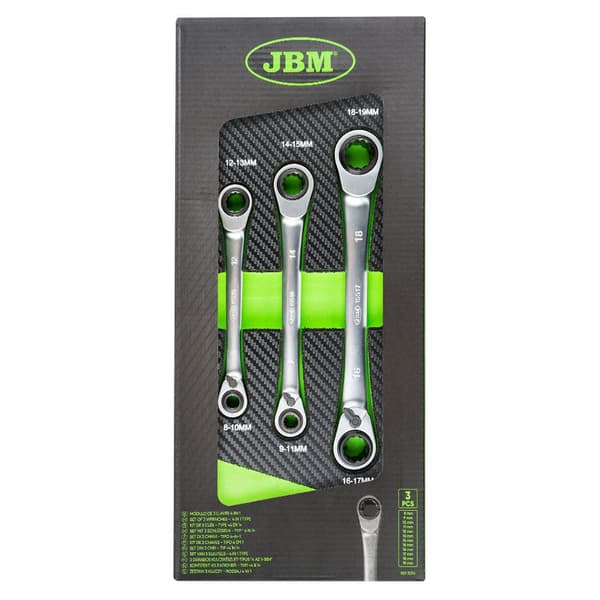Jbm Kaksipään Räikkärengasavainsarja 8-19 Mm 3 Yksiköitä