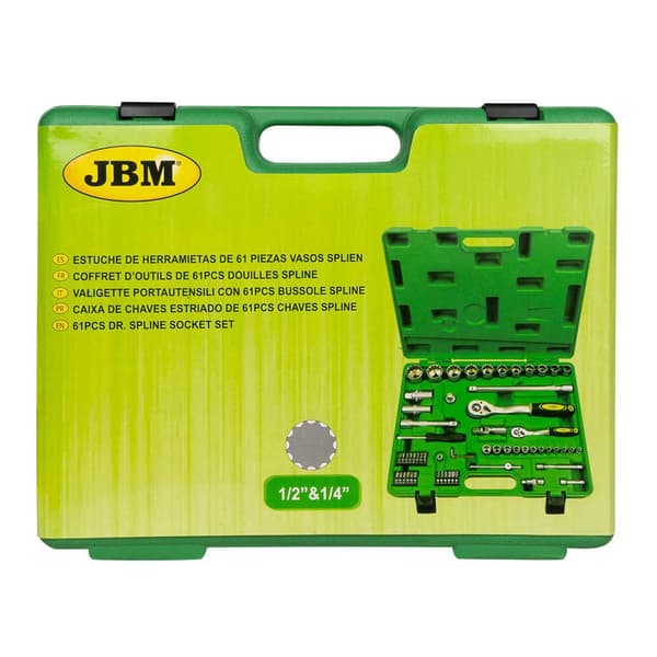 Jbm Työkalukotelo 1/2´´ 1/4´´ 1/4´´ Sinkityt Spline-hylsyt 61 Kappaletta
