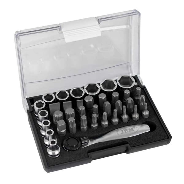 Jbm 1/4´´ Fodral Med Miniratsch 38 Bitar