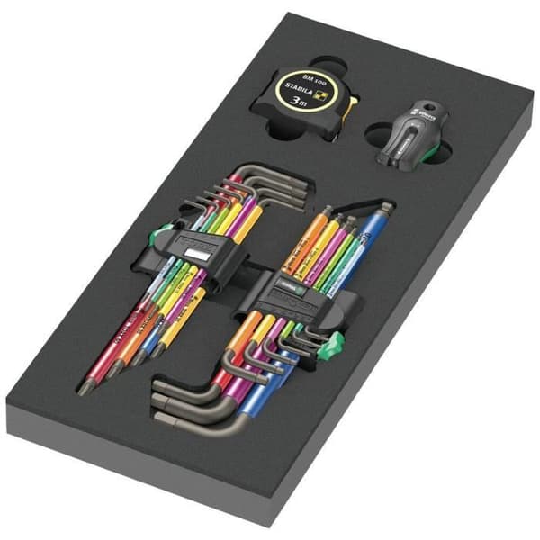 Vinklad hannyckelsats - WERA - 9740 - invändig sexkant - TORX - 18 delar