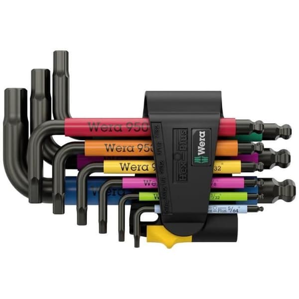Nyckelset med vinklade hylsor - WERA - 950/9 Hex-Plus - 9 delar - Flerfärgad - SPKL