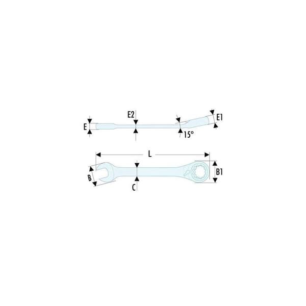 Kombinationsspärrnyckel - FACOM - 467B.7 - D.7mm - L.140mm - Stål