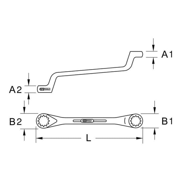 Insexnyckel - sexkantnyckel - sexkantig hannyckel Ks tools 517.0801 Doppelringschlüssel, gekröpft, 6 x 7 cm