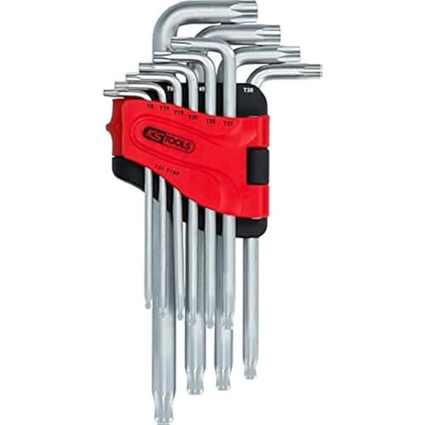 Torxnyckel - KS TOOLS - Modell 151.5180 - Specialverktygsstål - Lång med kulled - Matt krom