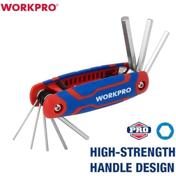 Set med hopfällbara insexnycklar - WORKPRO - 1,5-8 mm - Plast - 6-punkts - 17 x 6 x 6 cm
