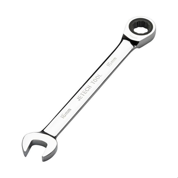 Kombinationsnyckel med ratchetfunktion - Jetech - 16mm - Cr-V stål - Polerad kromfinish - 12 punkter