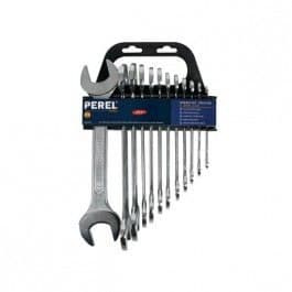 Set med 12 PEREL platta skiftnycklar - Kromvanadin - Mått: 6 x 7 till 30 x 32 mm