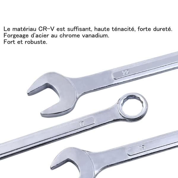 Platta och polygonala blandnycklar CALDION - 14st verktygsstål 8-24mm - Rullbar verktygssats DIY