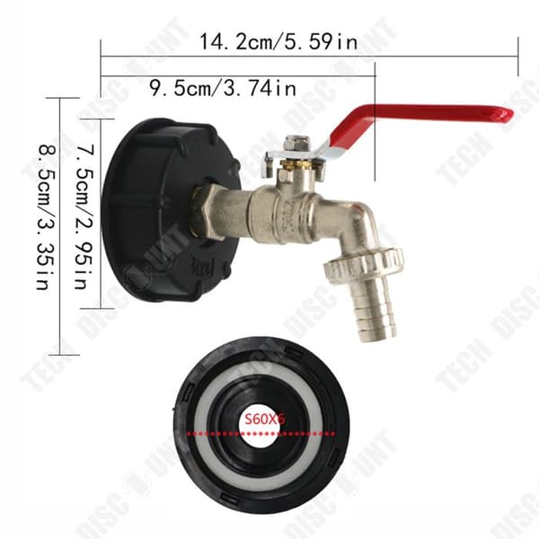 TD 2 delar tonneau ventilavstängningskopplingar tonneau anslutning IBC mässingskran 1/2 tum nipplar tappfilter tonneau ventilkopplingar