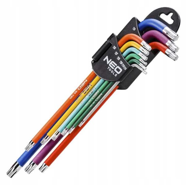 NEO Torx T10-50 -avaimet, 9 kpl:n sarja, värilliset