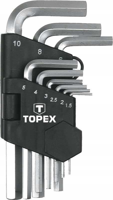 TOPEX Kuusikulma-avaimet 1,5-10 mm, 9 kappaleen sarja