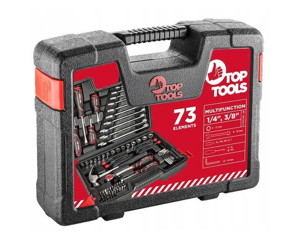 TOPVÆRKTØJ Værktøjssæt 1/4"", 3/8"" 73 dele.