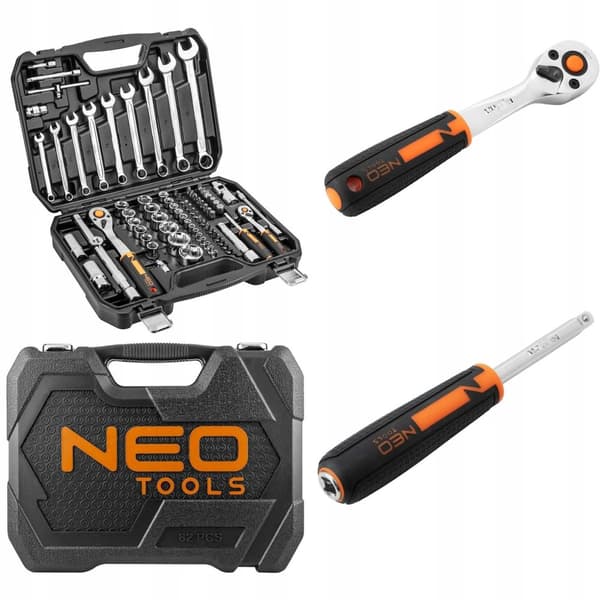 NEO Topnøgler 1/2"", 1/4" sæt med 82 dele ECO