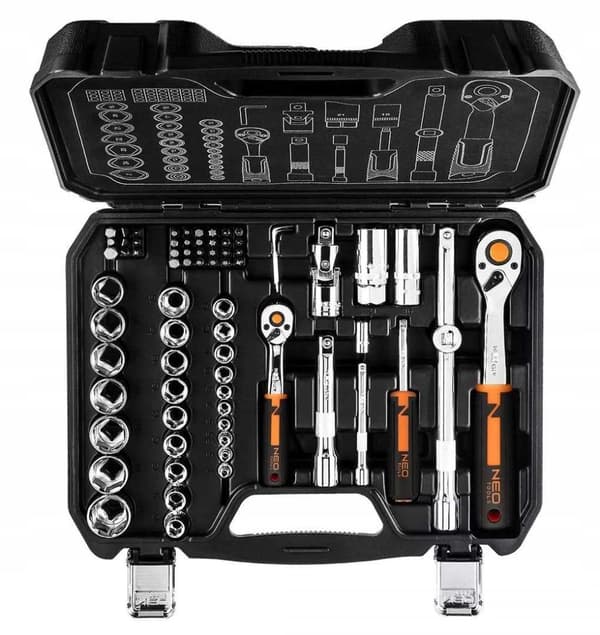 NEO Hylsnycklar 1/2"", 1/4"", sats om 73, Cr