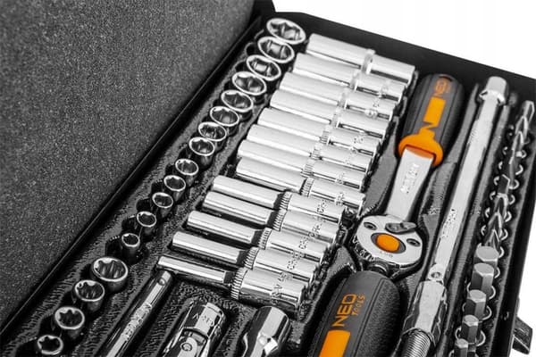 NEO Hylsnycklar 1/4"", set med 63 delar