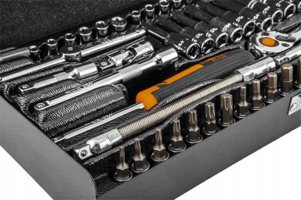 NEO Hylsnycklar 1/4"", set med 63 delar