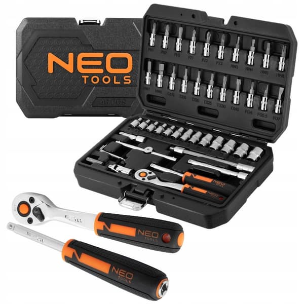 NEO Topnøgler, 1/4", CrV, sæt med 46