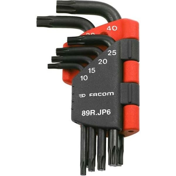 Set med 6 FACOM-borrade Torx-nycklar - T10 till T40 - Resistorx