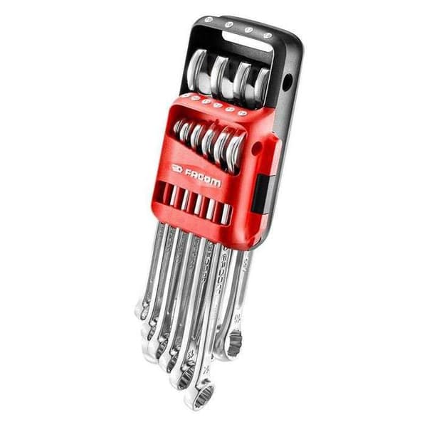 Set med 10 FACOM 440.JB10PB kombinationsnycklar - Handtag med variabel sektion - Röd - Stål