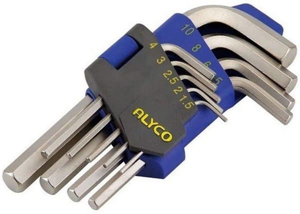 Alyco - 193071 - Set med 9 insexnycklar Cr-V, nickelpläterad och plasthållare
