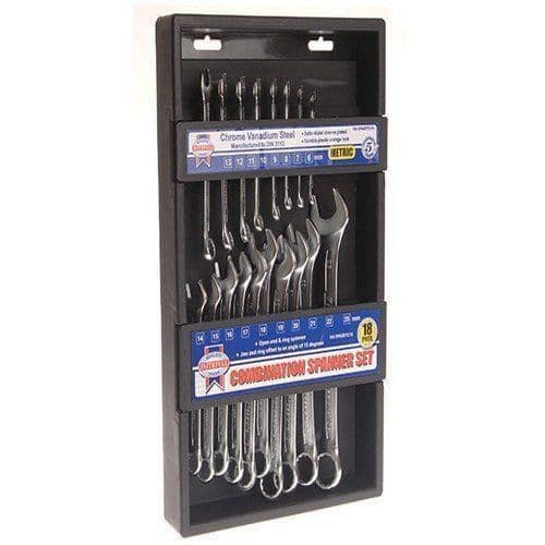 Faithfull SPASETC18 Kombinationsnyckelset 6-25mm Satin Finish 18 delar Storbritannien Import - FAISPASETC18