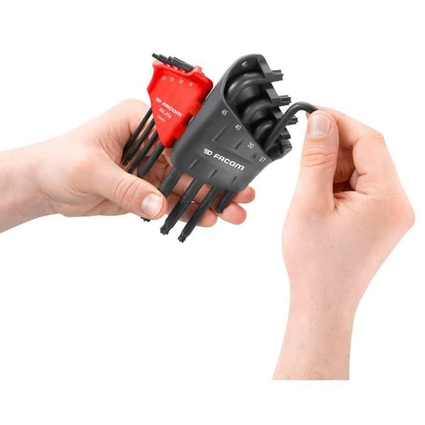 Set med 8 Facom Tamper Torx-Torx hannycklar med sfäriskt huvud