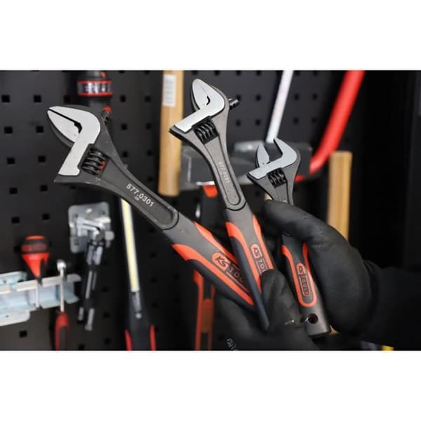 Spel av 3 skiftnycklar - KS TOOLS - 577.0199 - Skiftnycklar med bi-material handtag - 8" - 10" - 12"