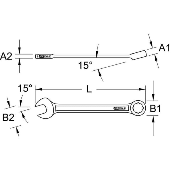 Spel av 25 blandnycklar - KS TOOLS - 922.0075 - Blandnycklar i metriskt mått i väska - 6 till 34 mm - Gaffelvinkel 15°