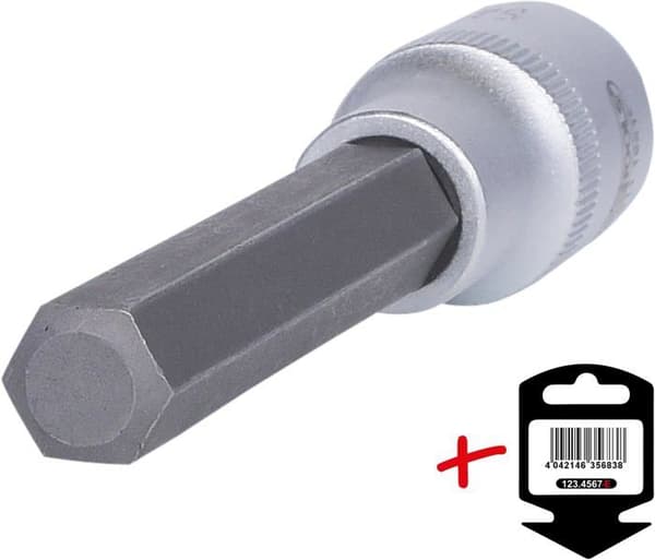 Insexnyckel - 6-sidig nyckel - sexkantig hannyckel Ks verktyg - 911.1961-E - 1/2" Bit Sockel Sexkant, Lång, 11 mm, på hängbricka
