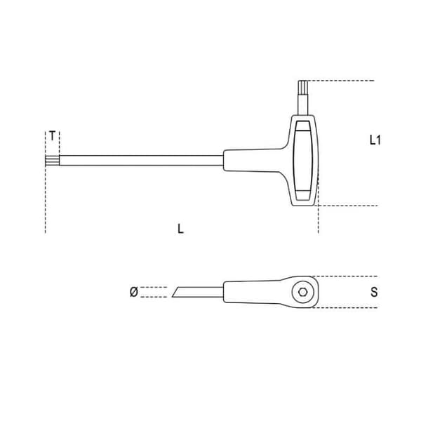 Högpresterande 5 mm T-handtag sexkantnycklar 96T-serien BETA 000960940