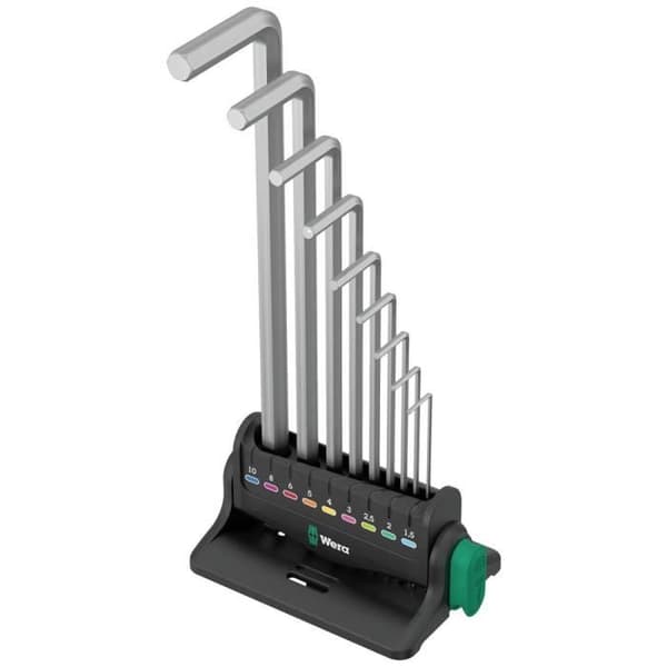 WERA 950/9 Hex-Plus 8 vinklad hannyckelsats - Förkromat stål - 6-punkts