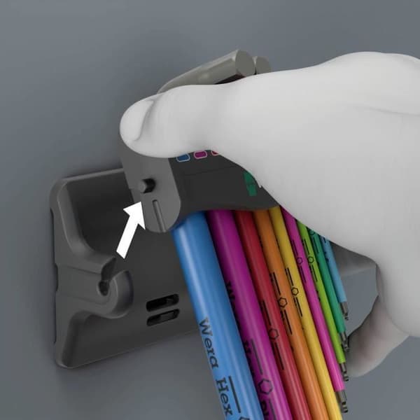 Nyckelset med böjda hylsor - WERA - 950/9 Hex-Plus - 9 delar - Plastöverdrag - Färgkodning