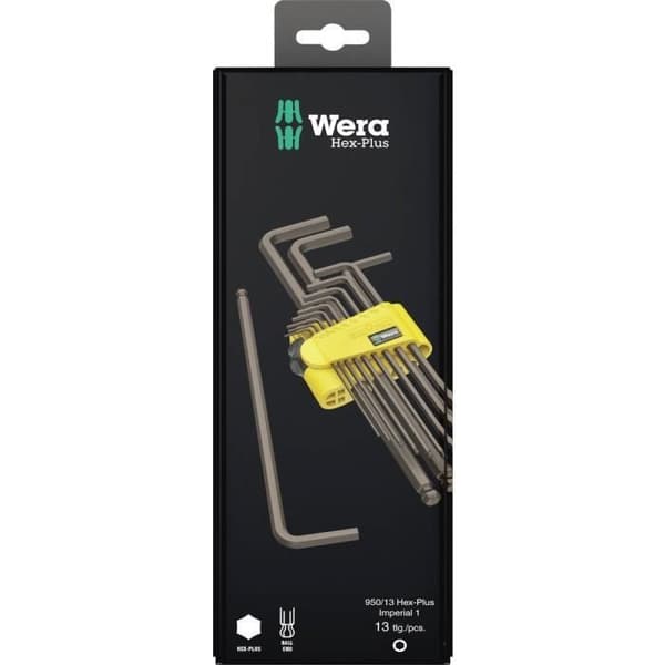 Wera 950/13 Hex-Plus Imperial 1 vinklad hannyckelset i vitt stål - 13 stycken
