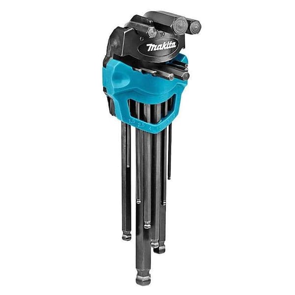 9-delat hex nyckelset med kulled - MAKITA - B-65894 - Krom vanadium - Sfärisk topp - Ergonomisk grepp