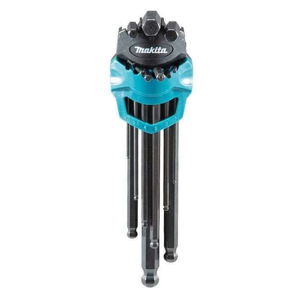 9-delat hex nyckelset med kulled - MAKITA - B-65894 - Krom vanadium - Sfärisk topp - Ergonomisk grepp