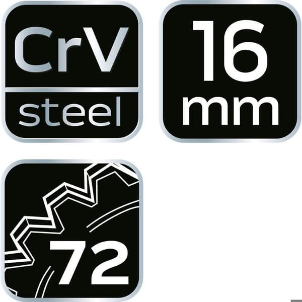 Kombinationsnyckel med ratchet - NEO TOOLS - 16 mm - CrV-stål - 72 tänder - Hållbart verktyg