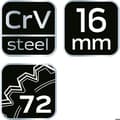 Miniatyrbild 5 av 5: Kombinationsnyckel med ratchet - NEO TOOLS - 16 mm - CrV-stål - 72 tänder - Hållbart verktyg