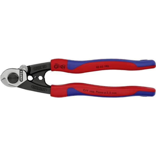 Knipex 95 62 190 Vajersax Lämplig för Aluminium- och kopparkablar, enkel- och flertrådig, medelhårda vajrar 7 mm 10 mm²