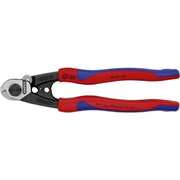 Knipex 95 62 190 Vajersax Lämplig för Aluminium- och kopparkablar, enkel- och flertrådig, medelhårda vajrar 7 mm 10 mm²
