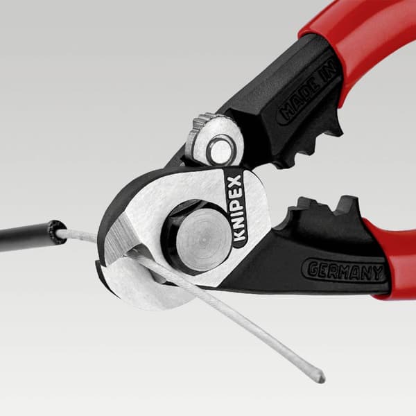 Knipex 95 62 190 Vajersax Lämplig för Aluminium- och kopparkablar, enkel- och flertrådig, medelhårda vajrar 7 mm 10 mm²