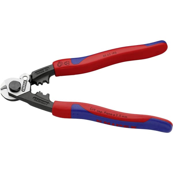 Knipex 95 62 190 Vajersax Lämplig för Aluminium- och kopparkablar, enkel- och flertrådig, medelhårda vajrar 7 mm 10 mm²
