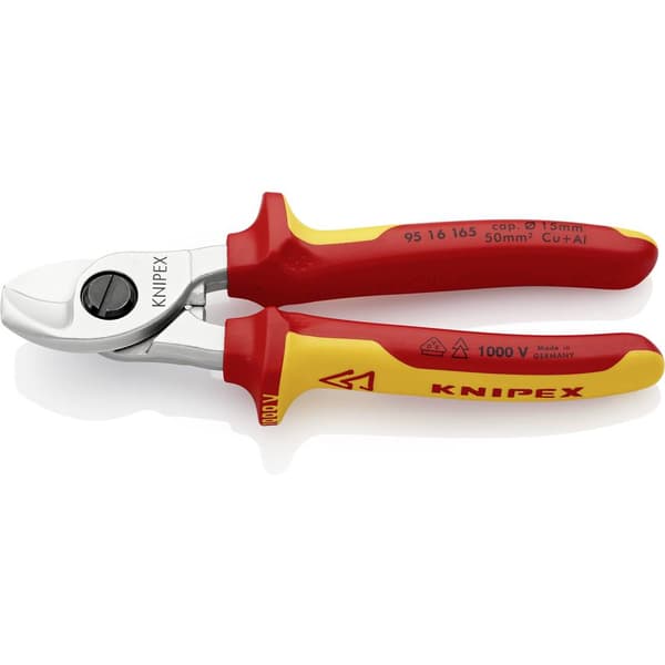 Knipex 95 16 165 SB VDE-kabelsax Lämplig för Aluminium- och kopparkablar, enkel- och flertrådig 15 mm 50 mm² 1