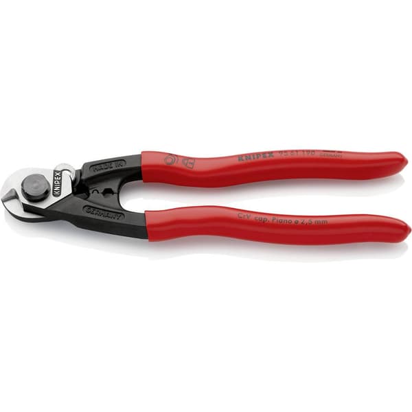 Knipex 95 61 190 Vajersax Lämplig för Aluminium- och kopparkablar, enkel- och flertrådig, medelhårda vajrar 7 mm 10 mm²