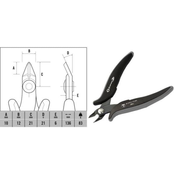 C.K Ecotronic T3887 ESD Tång för kretskort utan facett 136 mm