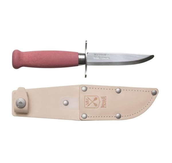 Barnekniv Morakniv Scout 39 Safe, skinnslire og dobbel fingerbeskyttelse, Lingonberry