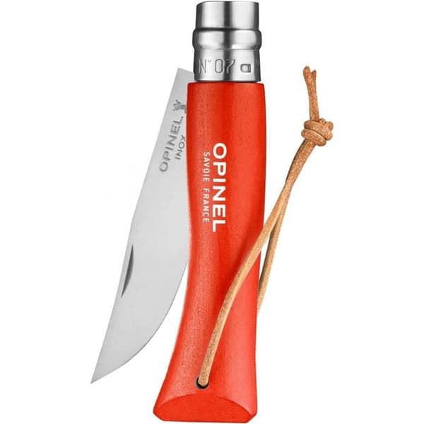 Fickkniv - OPINEL - N°07 Baroudeur - Yatagan blad 8 cm - Rostfritt stål - Läderspets