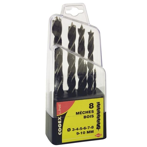COGEX träborr - Set om 8 - Diameter 3 till 10 mm - Metall